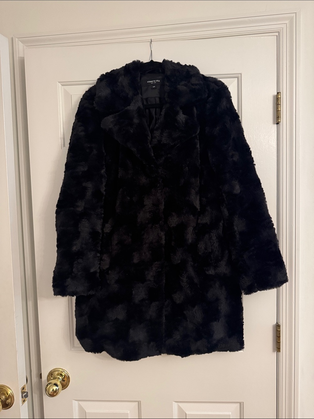 Kenneth Cole Black Faux Fur Coat